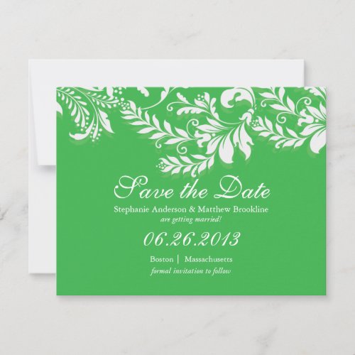 Damask Leaf Save the Date Wedding Announcement