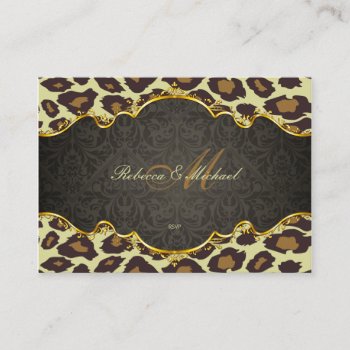 Damask Leopard Monogram Wedding Rsvp Cards by weddingsNthings at Zazzle