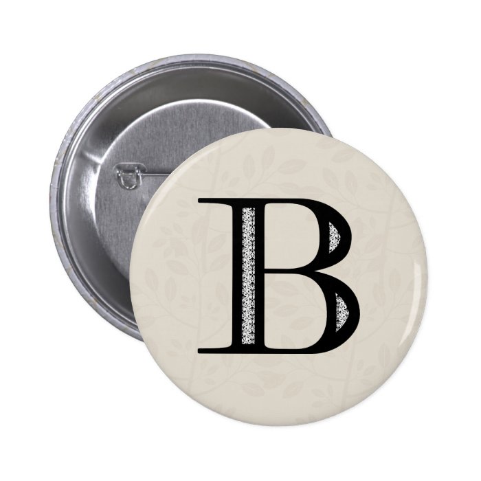 Damask Letter B   Black Pin