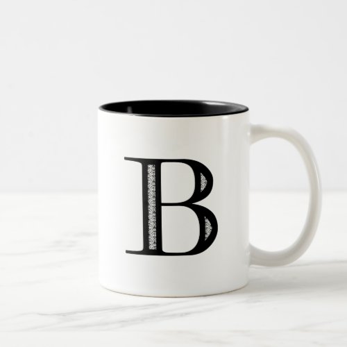Damask Letter B _ Black Two_Tone Coffee Mug