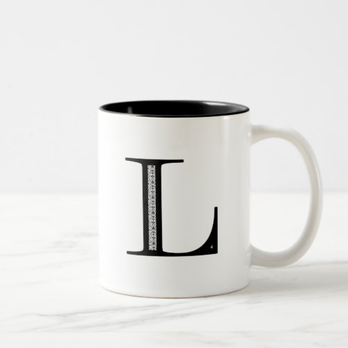 Damask Letter L _ Black Two_Tone Coffee Mug