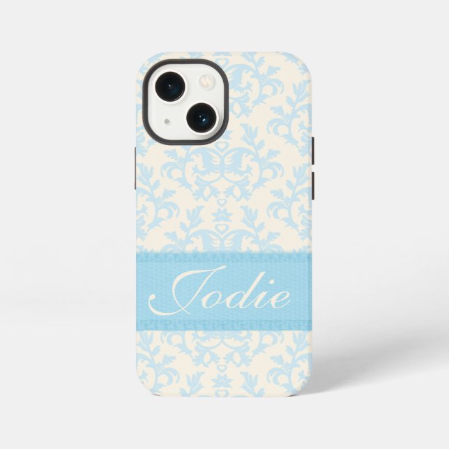 Damask light blue & cream case (Back)