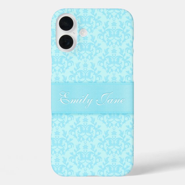 Damask light blue custom name Case-Mate iPhone case (Back)