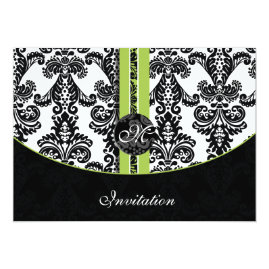 Black and Lime Damask Wedding 

Invitations 