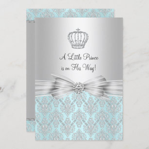 Damask Little Prince Baby Shower Invitation