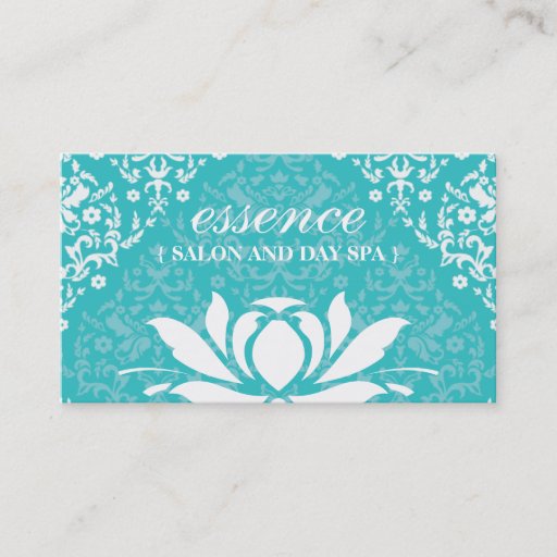 Customizable Damask Lotus Day Spa Business Cards