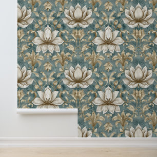 Damask luxury texture of lily flower blossom wallpaper