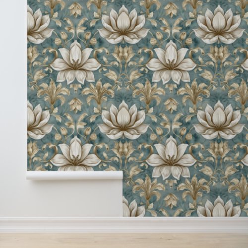 Damask luxury texture of lily flower blossom wallpaper 
