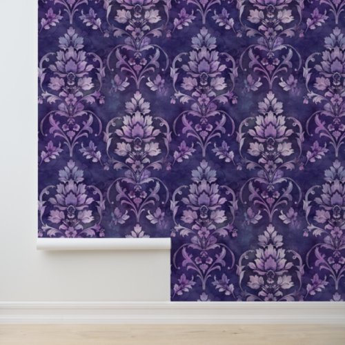 Damask luxury texture of purple decorative flower wallpaper 