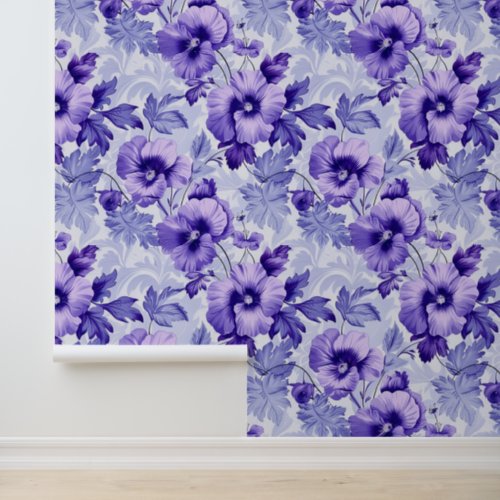 Damask luxury texture of purple viola blossom wallpaper 