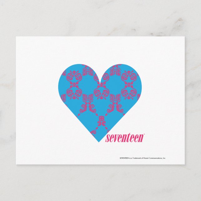 Damask Magenta-Aqua 3 Postcard (Front)