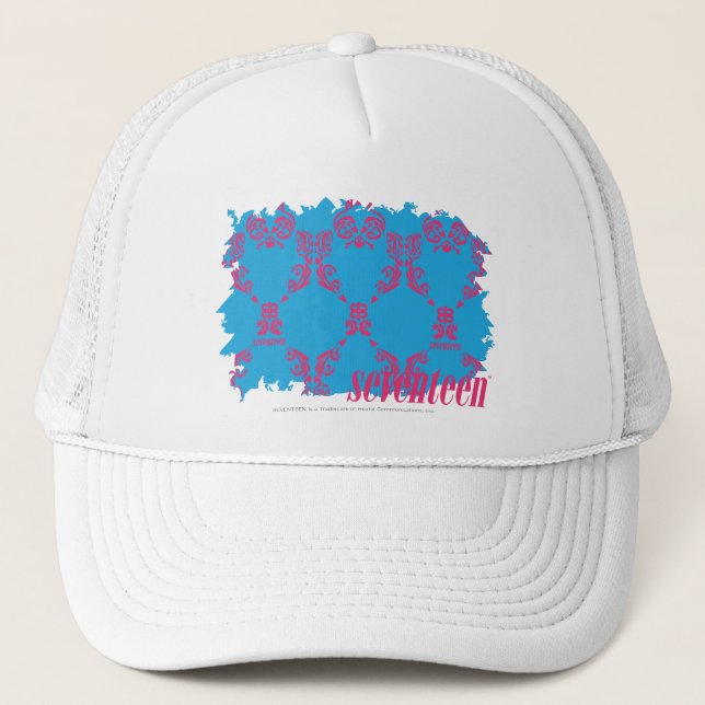 Damask Magenta-Aqua 4 Trucker Hat (Front)
