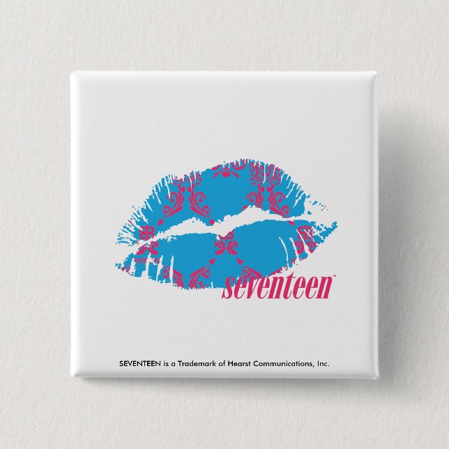 Damask Magenta-Aqua Button (Front)