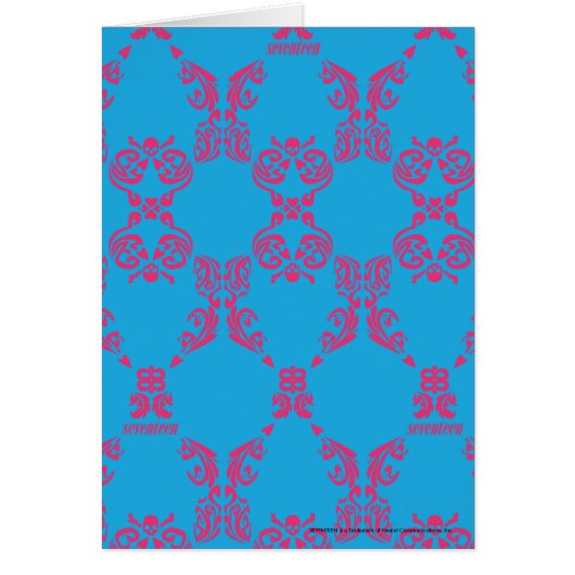 Damask Magenta-Aqua Cards (Front)