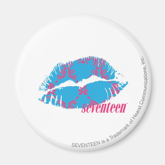 Damask Magenta-Aqua Magnet (Front)