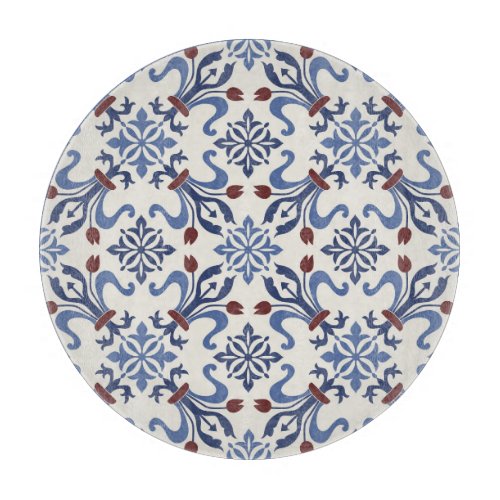 Damask Majolica Pottery Tile Design Cutting Board