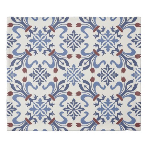 Damask Majolica Pottery Tile Design Duvet Cover