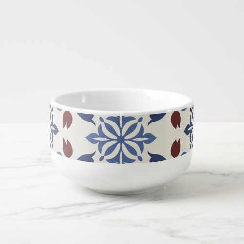 Damask Majolica Pottery Tile Design Soup Mug