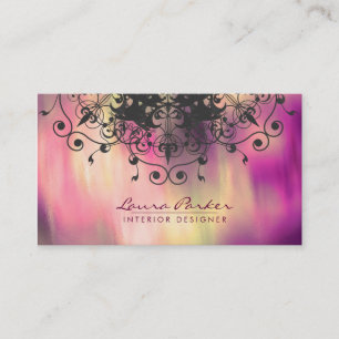 Damask Mandala Watercolor Elegant Artist Vintage Business Card