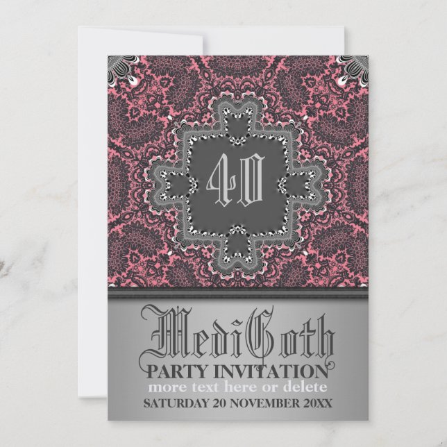 Damask Medieval Gothic Theme Party Invitation (Front)