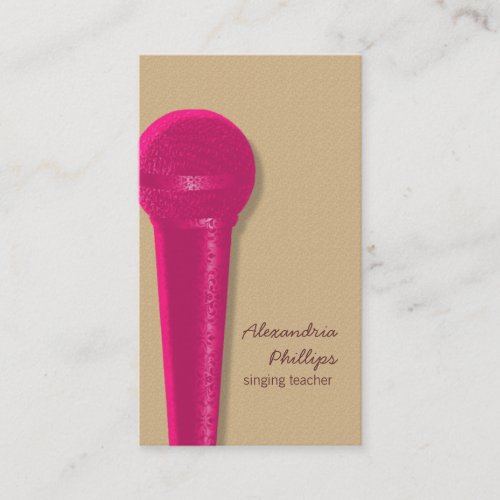 Damask Microphone Business Card, Hot Pink