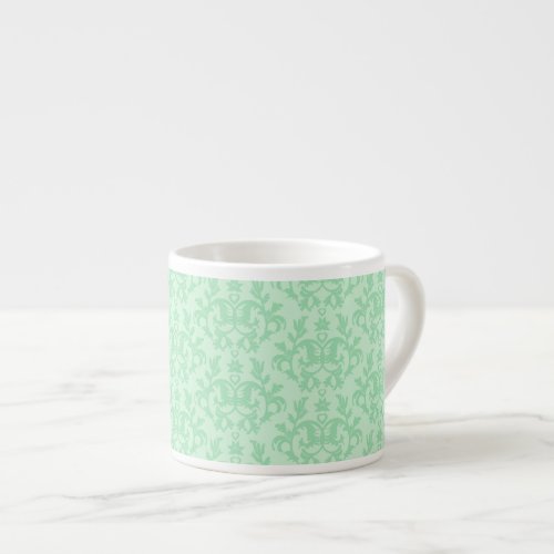 Damask mint green espresso mug