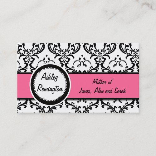 Damask Mommy Calling Cards Pink Business Card Templates