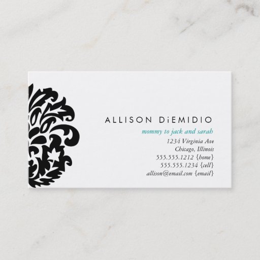 Customizable damask mommy cards business card