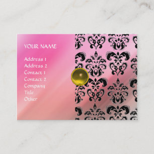 DAMASK MON RUBY bright yellow grey silk Business Card