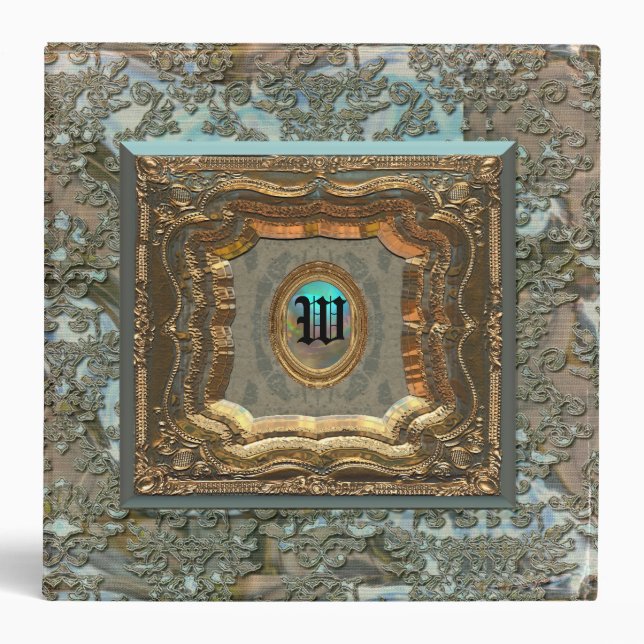 Damask Monica Victorian monogram Binder (Front)