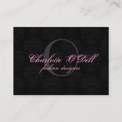 damask monogram; black// grey business card templates