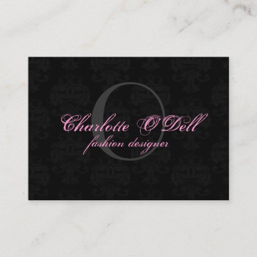 Customizable damask monogram; black// grey business card templates