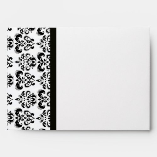 DAMASK  MONOGRAM black white blue aquamarine Envelope