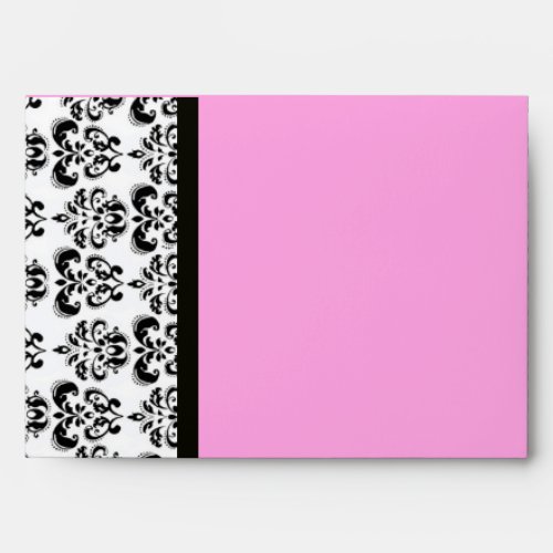 DAMASK  MONOGRAM black white pink purple amethyst Envelope