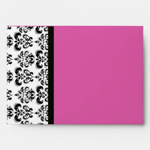 DAMASK  MONOGRAM black white pink purple amethyst Envelope