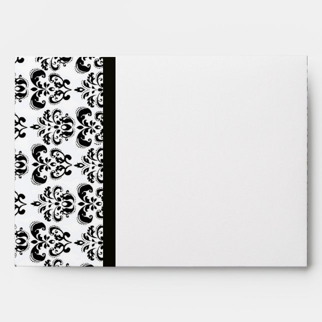 DAMASK  MONOGRAM ,black white pink ruby fuchsia Envelope (Front)
