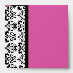 DAMASK MONOGRAM ,black white purple amethyst Envelope
