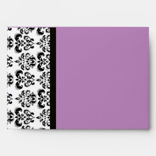 DAMASK MONOGRAM black white violet purple amethyst Envelope