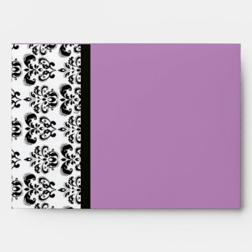 DAMASK MONOGRAM black white violet purple amethyst Envelope