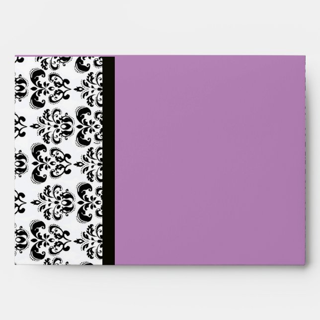 DAMASK MONOGRAM black white violet purple amethyst Envelope (Front)