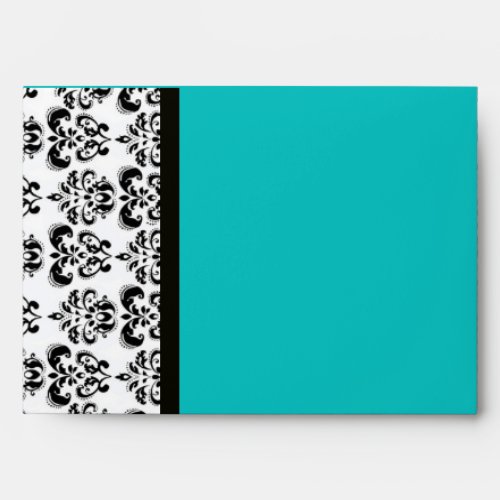 DAMASK  MONOGRAM  blue aquamarine turquase Envelope