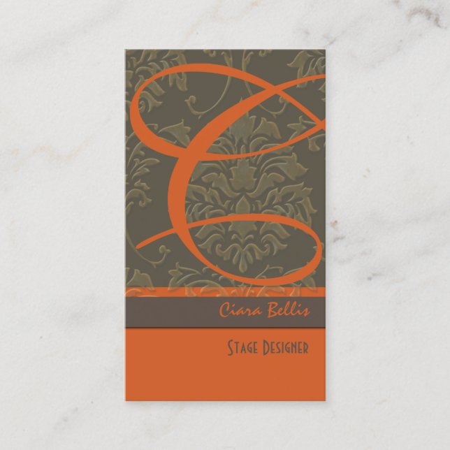 Damask Monogram Business Card/DIY color Card (Front)