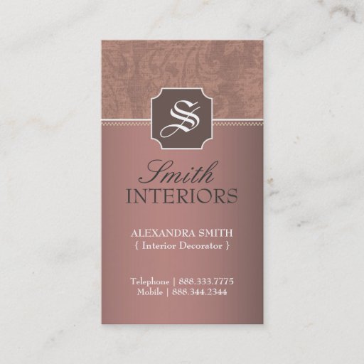 Customizable Damask Monogram Business Cards