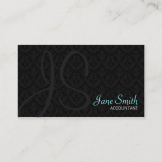 Damask Monogram Business Cards