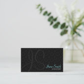 Damask Monogram Business Cards (Standing Front)