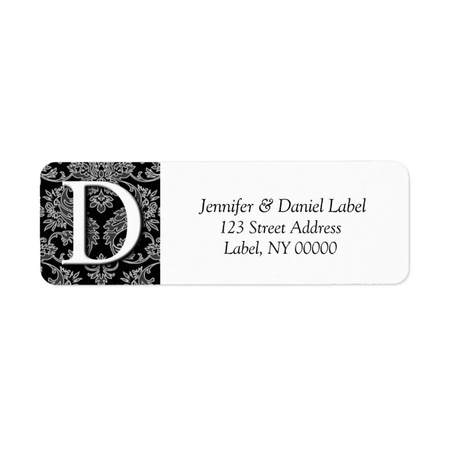 Damask Monogram D Return Address Labels (Front)