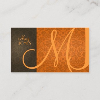 Damask   Monogram En Retro Colors Business Card by Create_Business_Card at Zazzle