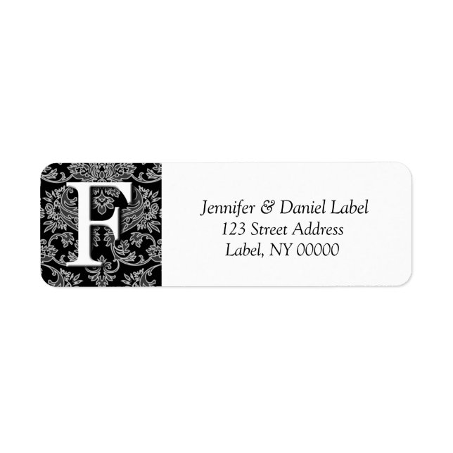 Damask Monogram F Return Address Labels (Front)