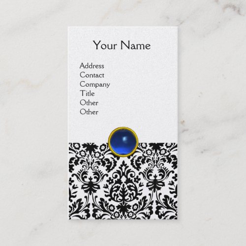 DAMASK MONOGRAM gem blue pearl Business Card