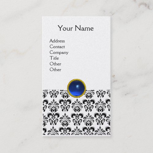 DAMASK MONOGRAM gem blue pearl Business Card